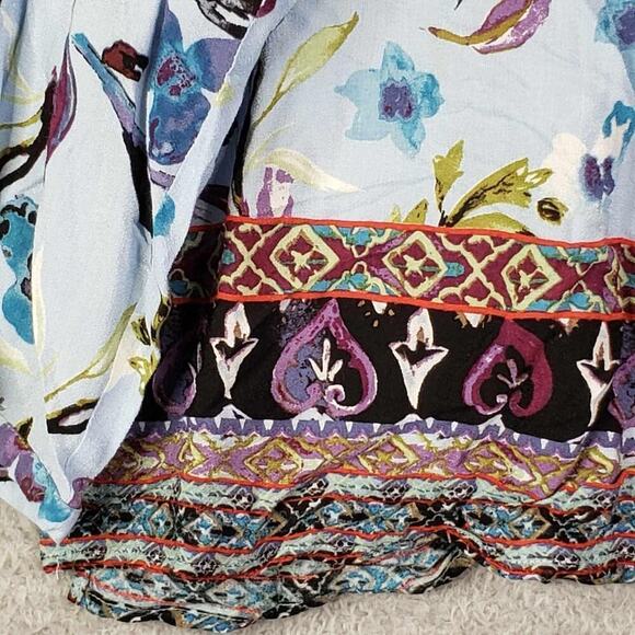 J Jill Shirt Top Women’s Plus Size 2X Blue Floral Button Up Long Sleeve Rayon - Picture 5 of 10